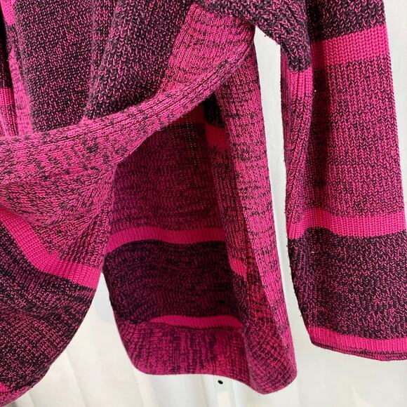 MARBLE Size L Marled Stripe Sweater Side Slit Long Sleeve Pullover Pink Gray - Picture 3 of 6